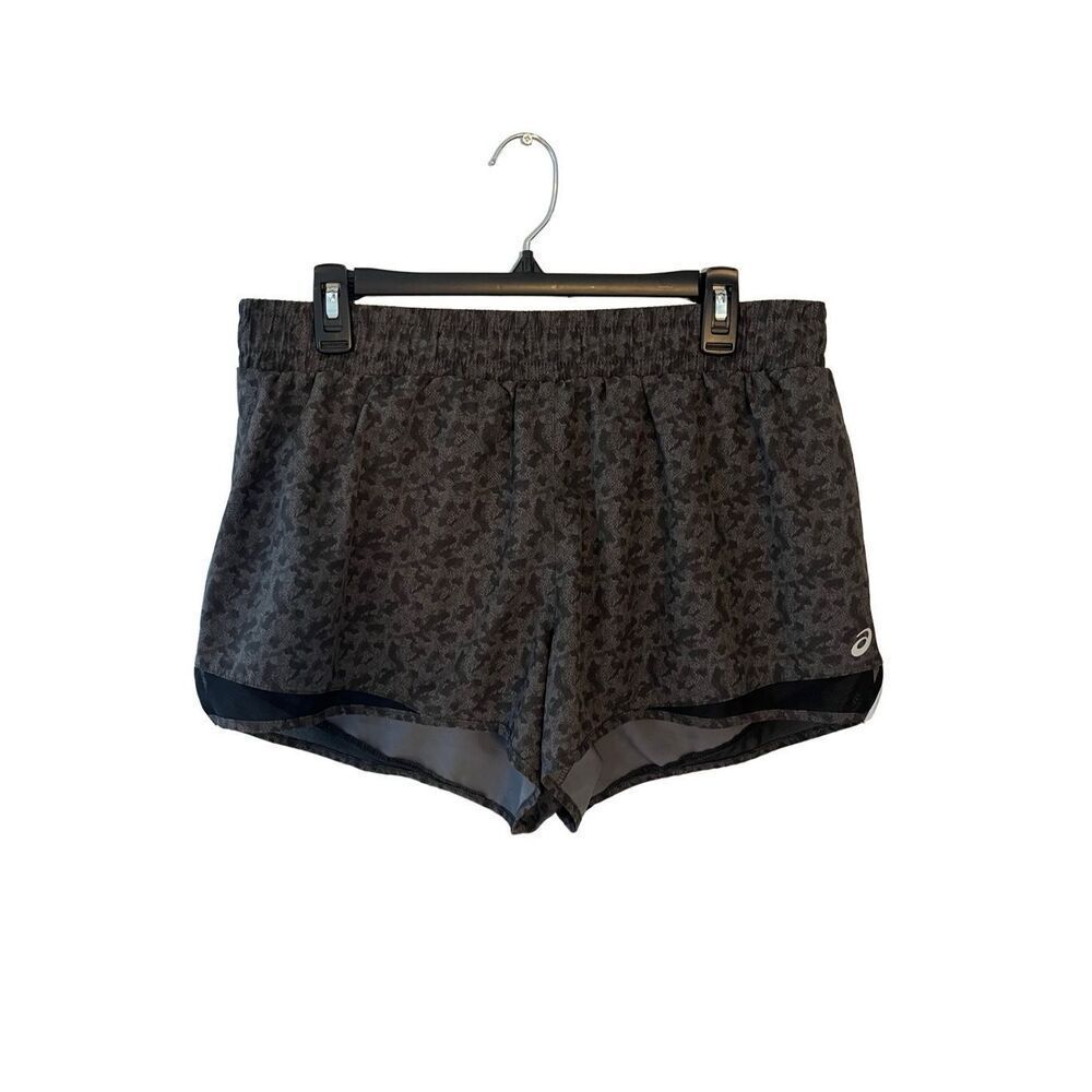 ASICS gray and black animal print running shorts with built in panty - XL